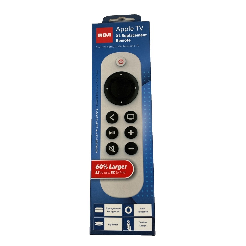 New RCA APPLE TV Replacement Remote XL 60% Larger Easy To See Easy To Find